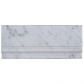 Splashback Tile White Carrera 5 in. x 12 in. x 12 mm Marble Base Molding Mosaic Floor and Wall Tile-WHITE CARERRA BASE MOLDING 203478227