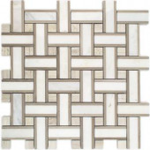 Splashback Tile Yarn Jute 12-1/2 in. x 12-1/2 in. x 10 mm Polished Marble Mosaic Tile-YRNJUT 206785985