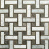 Splashback Tile Yarn London Fog 12-1/2 in. x 12-1/2 in. x 10 mm Polished Marble Mosaic Tile-YRNLDNFG 206785986