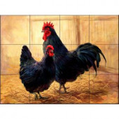 The Tile Mural Store Hen and Rooster 17 in. x 12-3/4 in. Ceramic Mural Wall Tile-15-1063-1712-6C 205842749